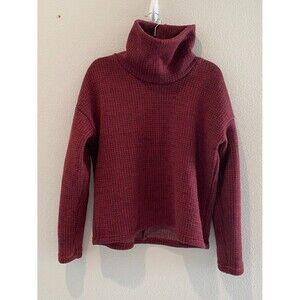 Columbia Women's Chillin Fleece Waffle Knit Cowl Neck Sweater Medium Burgundy